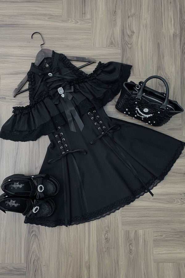 【3月15日予約締切】ダークゴシックシフォンドレス+リボン