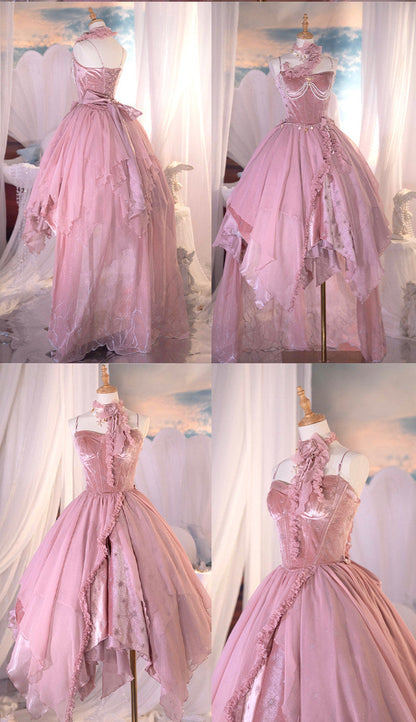 [Reservierungsschluss 1. Juni] Dunkelblau/Pink/Dunkelpetrol Atlantis Dark-Fantasy-Lolita Sternen-Korsett asymmetrisches Bustier-JKS-Kleid