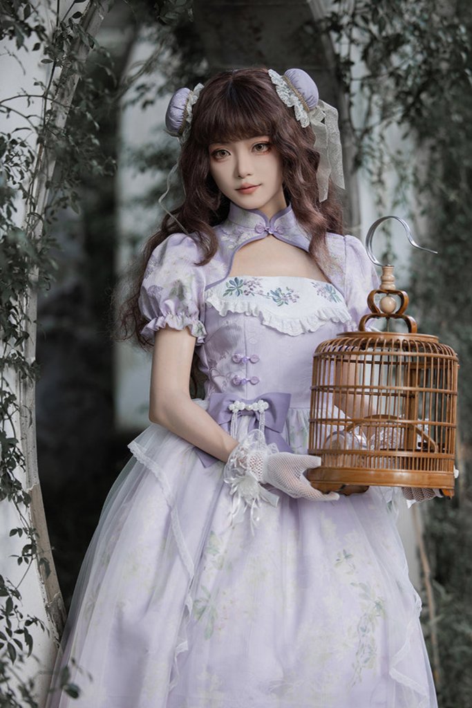 Retro China Flower Purple Lolita Dress