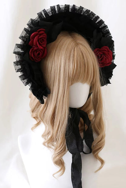 Rose Frill Lolita Bonnet