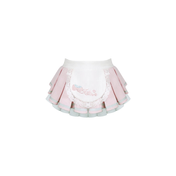 Haut marin menthe smoothie fraise + jupe plissée
