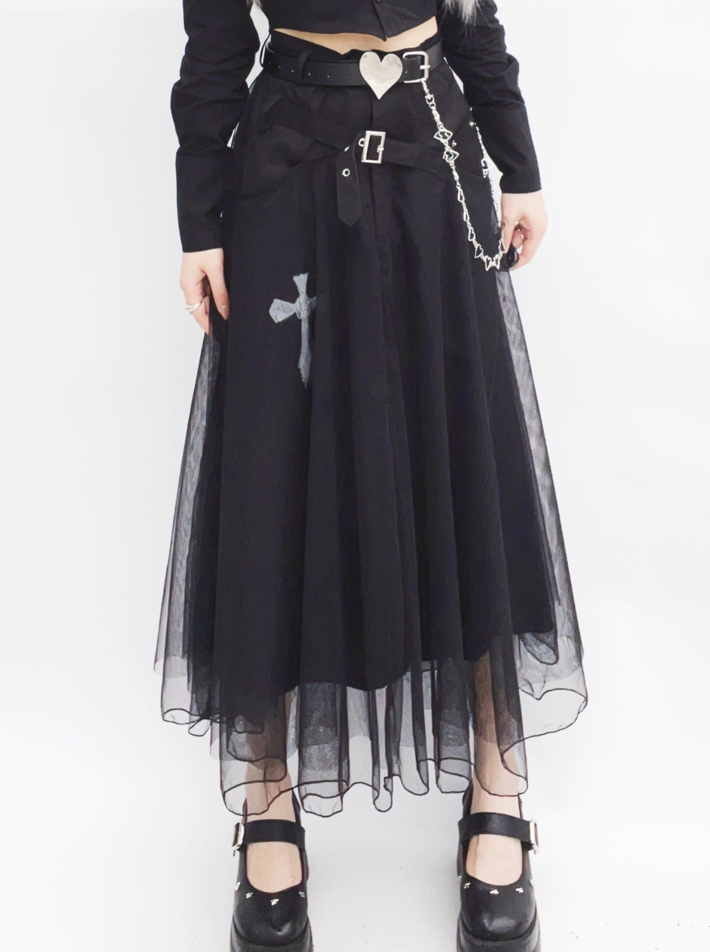 Dark mesh tutu skirt + chain belt