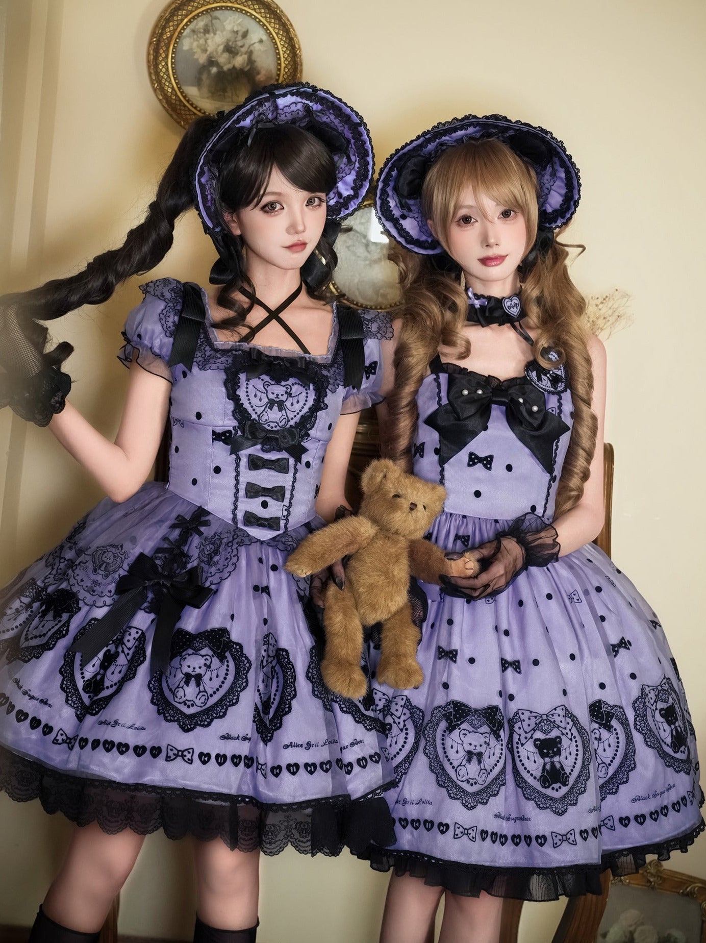 【5月26日予約締切】ピンクパープルテディベアシリーズスイートフロックサスドレス