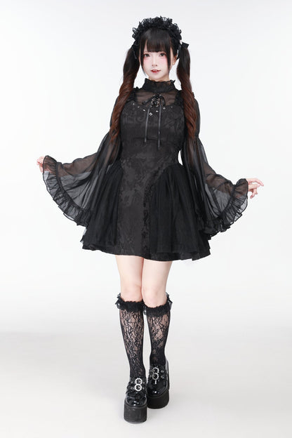 地雷バードサスペンダードレス＋シアースリーブトップス