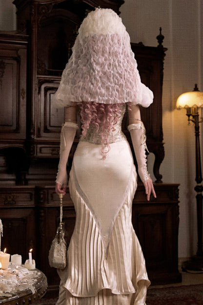 フレンチロココサテンロングマーメイドスカート