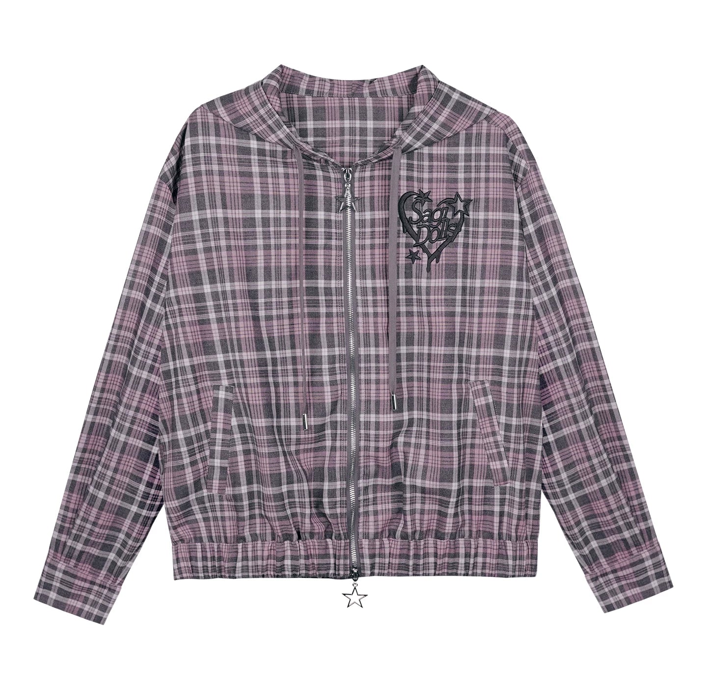 Rosa karierte Kapuzenjacke