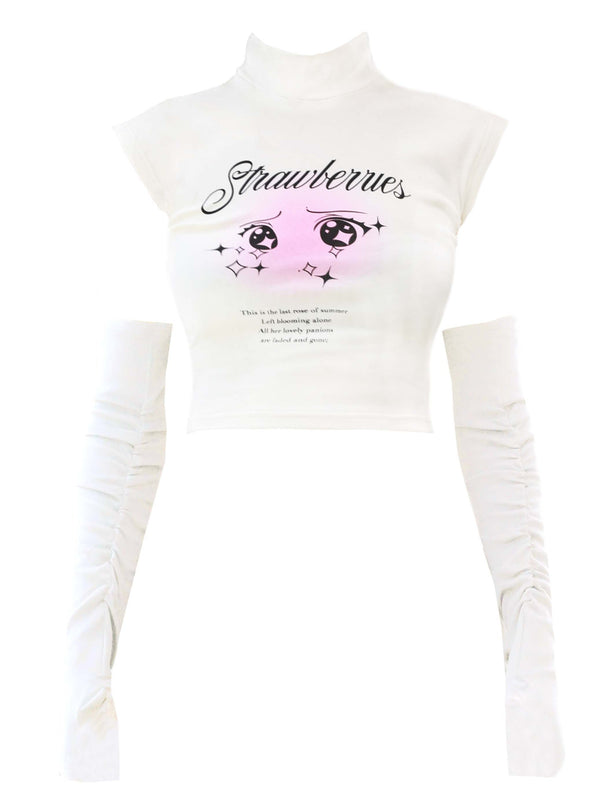 Star Eye High Neck No Sleeve Tops + Simple Arm Cover