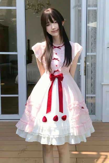 Robe rose ange fraise