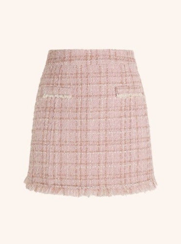 Pink Ritter Fragrance Far Color + Short Jacket + Skirt Tweed Suit