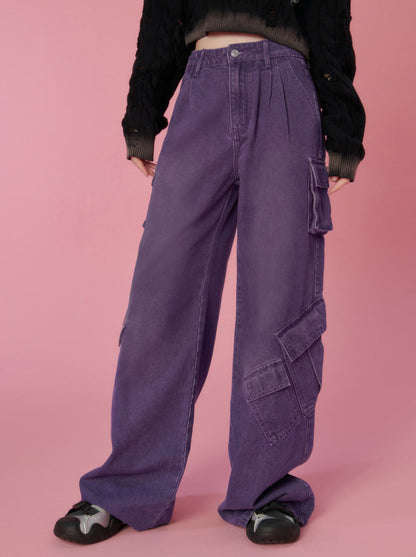 Loose High Street Denim Wide Cargo Pants