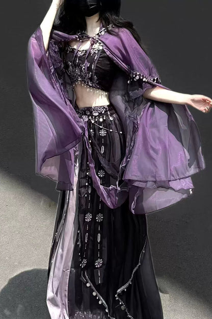 エキゾチックフードマント+チューブトップス+スカート