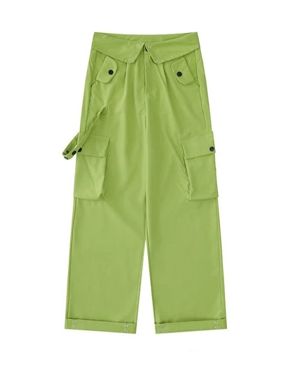 American Retro Flap Waist Straight Cargo Pants