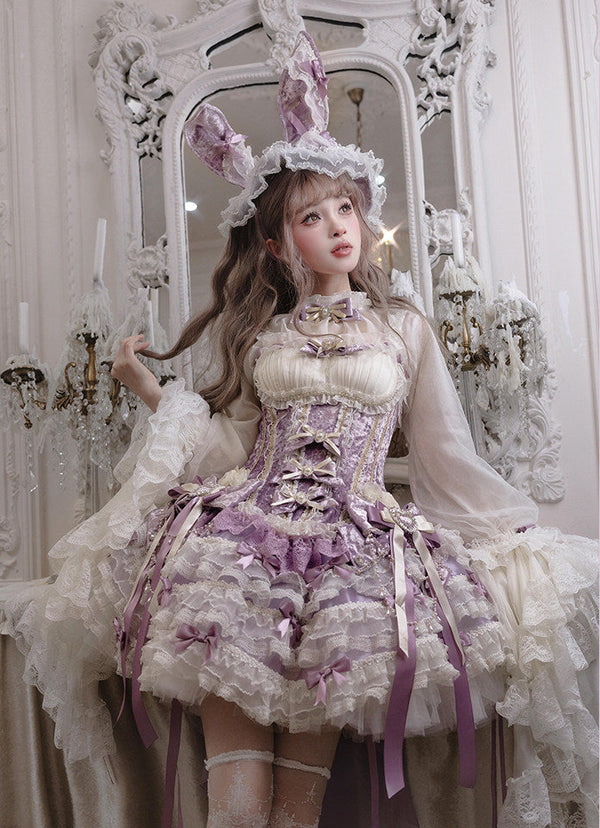 【4月8日予約締切】スウィートロリータバニーレースコルセットトップ＋姫袖シャツ＋スカート＋バルーンパンツ