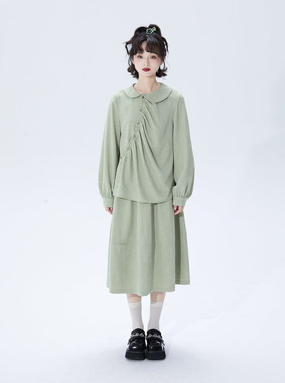 Shallot Tailor Shirt + Flared Skirt