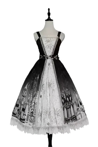 Sanctuary Gothic Print Suspender Dress