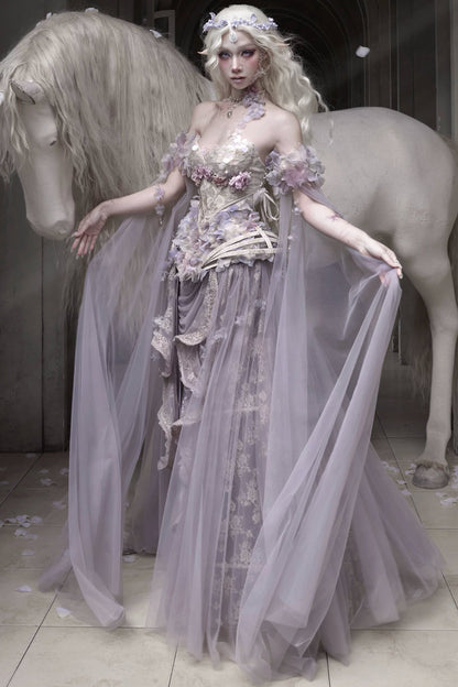 月光花卉束胸上衣+袖子+华丽项链