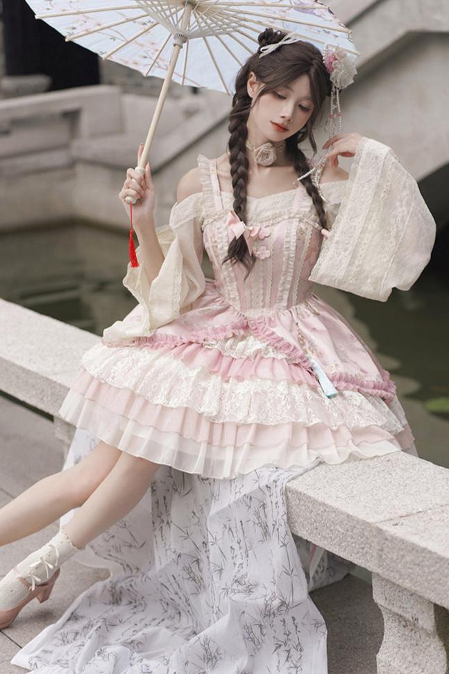 Sweet Suspender Dress + Chinese Set + Necklace + Inner + Sleeve