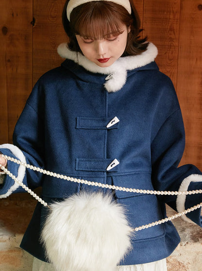 Boa Hooded Horn Button Wool Coat