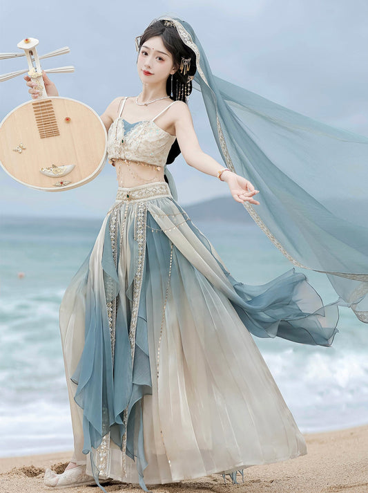 Girl's Neverland Original Firefly Star Continent New Chinese Exotic Style Tianzhu Skirt Veil Set