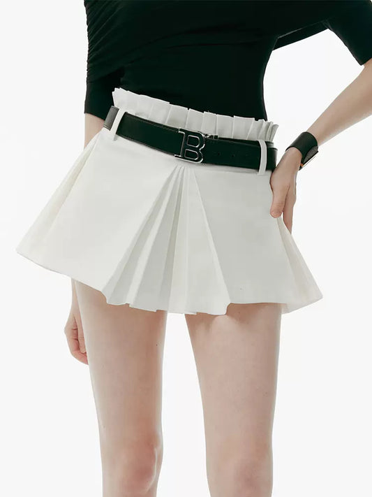BOHOL BLING Mint Not Cool Ballet style pure lust wind ruffle irregular white pressed pleated skirt