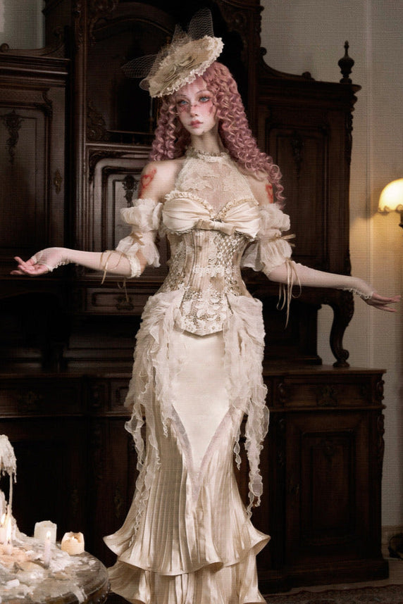 フレンチロココサテンロングマーメイドスカート