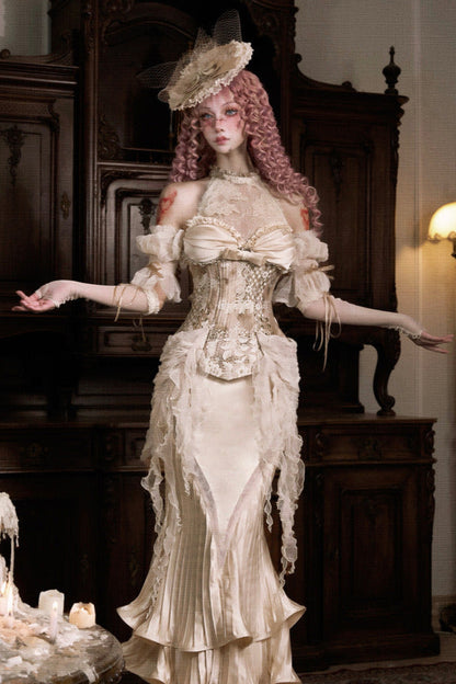 フレンチロココサテンロングマーメイドスカート