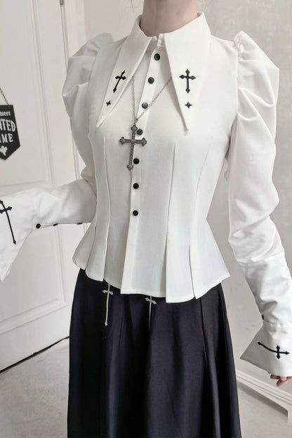 ゴスロリータスプリットブラウス+サスペンダースカート