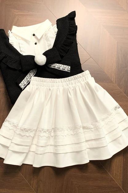 キュートオフショルダーセーター+スカート