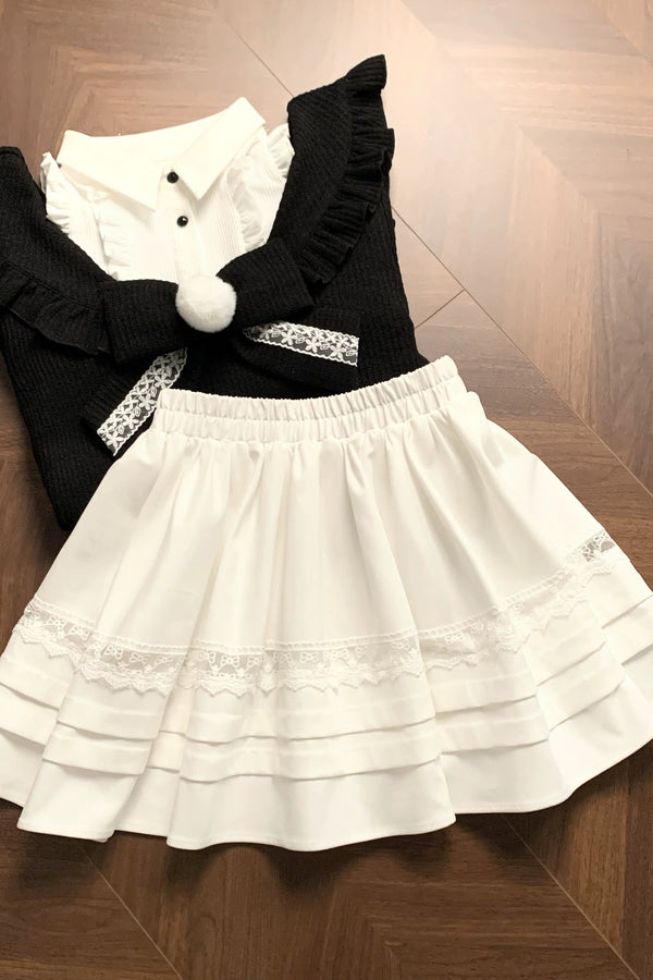 キュートオフショルダーセーター+スカート