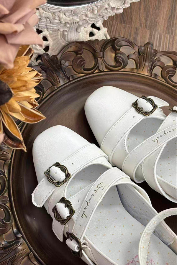 レトロロリータスクエアヒールシューズ