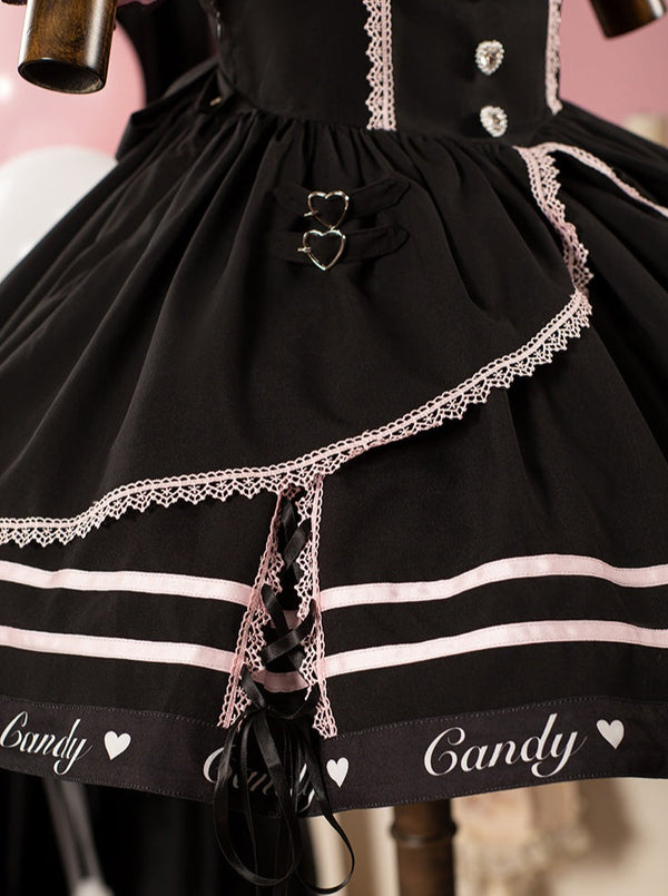 Berry Fleur Sweetgall Blouse Black Pink Suspender Dress Set