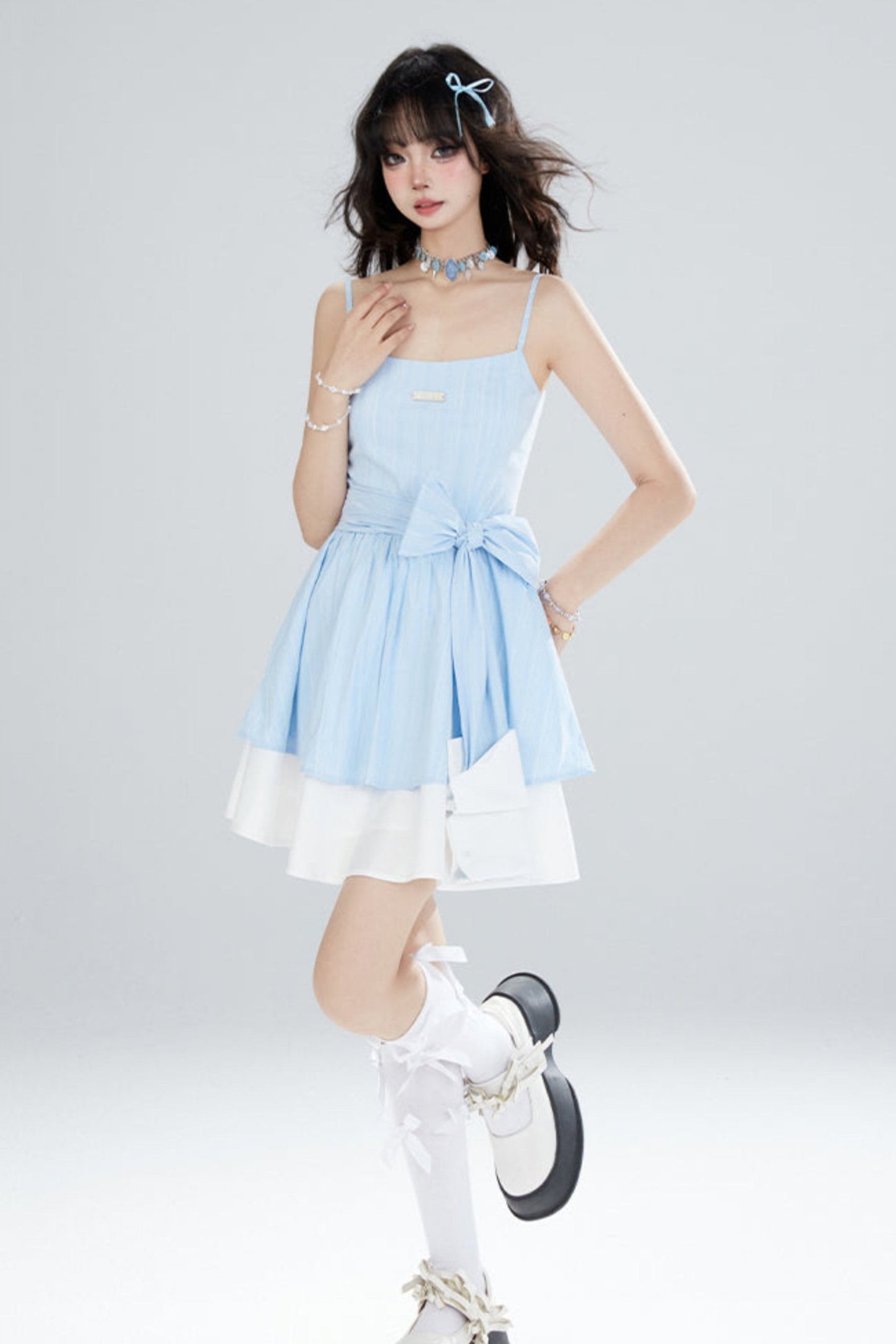 Summer Race Up Bow A-Line Dress