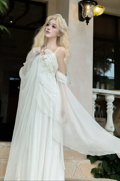[Vorbestellschluss 14. Juli] Griechische-Göttin-Fantasy-Kleid mit Neckholder und Schalärmeln