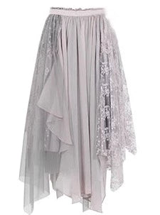 Flower Irregular Long Gauze Skirt