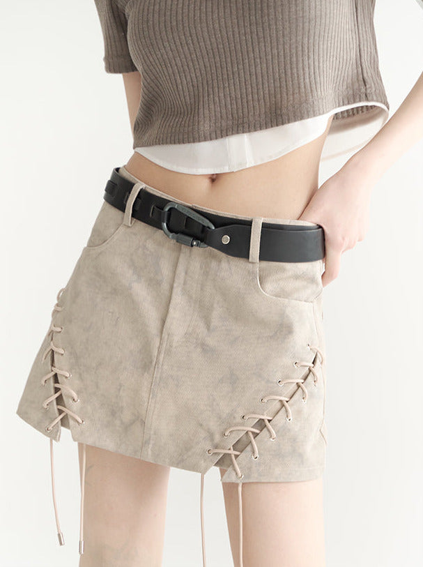 Straps mini skirt design shorts