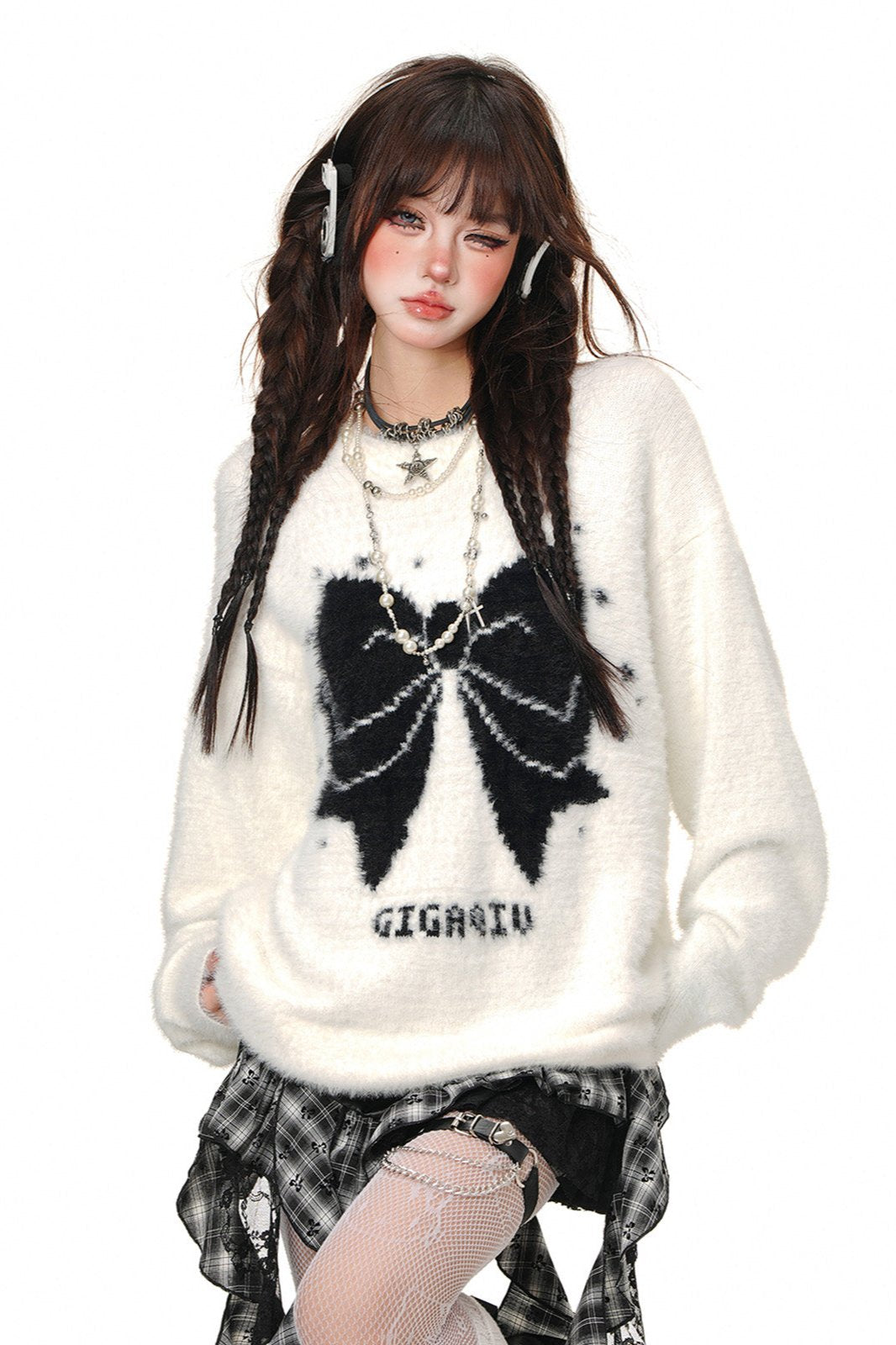 Soft Bow Imitation Mink Sweater