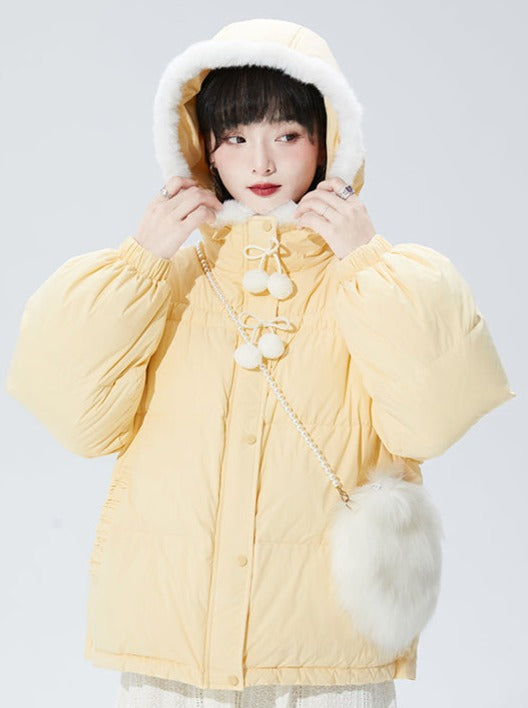 Milk Yellow Short Hooded Down