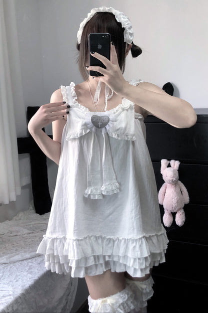 Vestido camisero de muñeca con corazón cruzado