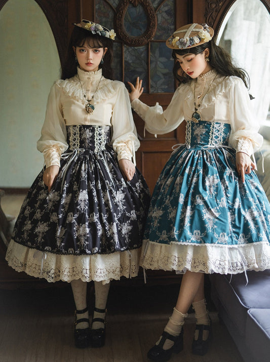 Antique Flower Wall Lolita Elegant Skirt [Reservation Product]