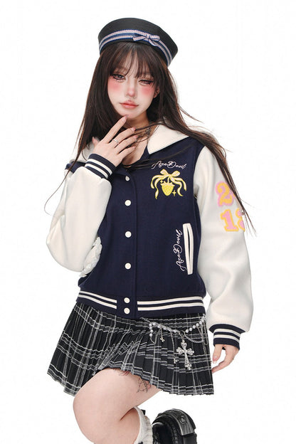 College Style Skinny Baseball Jacket