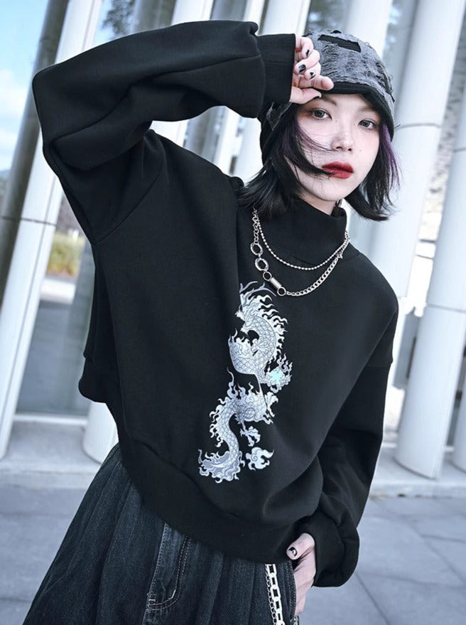China Silkscreen Short Loose Velvet Sweatshirt