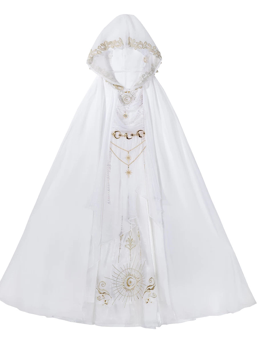 Märchenhaftes klassisches Lolita-Trägerkleid + Kapuzen-Cape