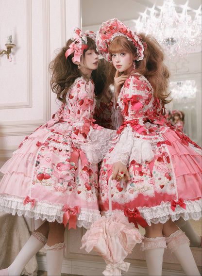 【2月27日予約締切】ストロベリーアンティークドールドレス＋フルセット＋ボンネット＋カチューシャ
