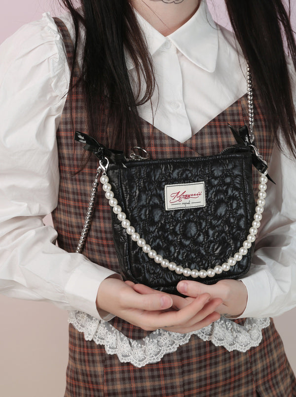 スイートフェアリーエンブロフラワーパールストラップミニショルダーバッグ