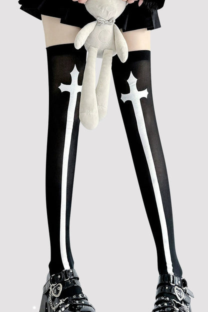 cross knee-high socks