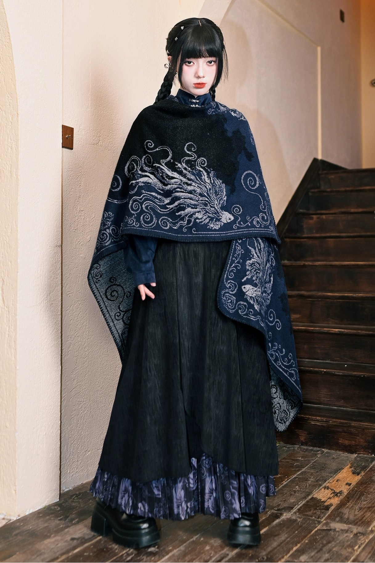 チャイナデザイフィンプリータードスカート