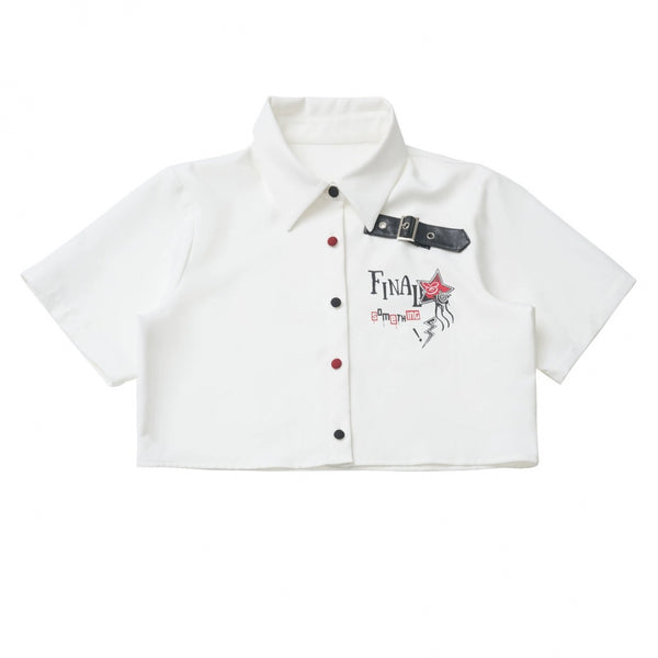 コントラストシャツ＋チェックスカート＋ブラックスカート＋ワイドパンツ＋ネクタイ