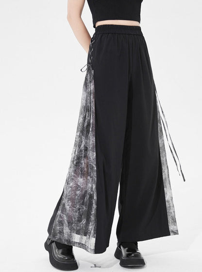 Ink Print Wide Leg Pants