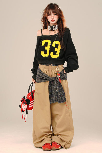 Loose Straight Leg Wide Leg Pants