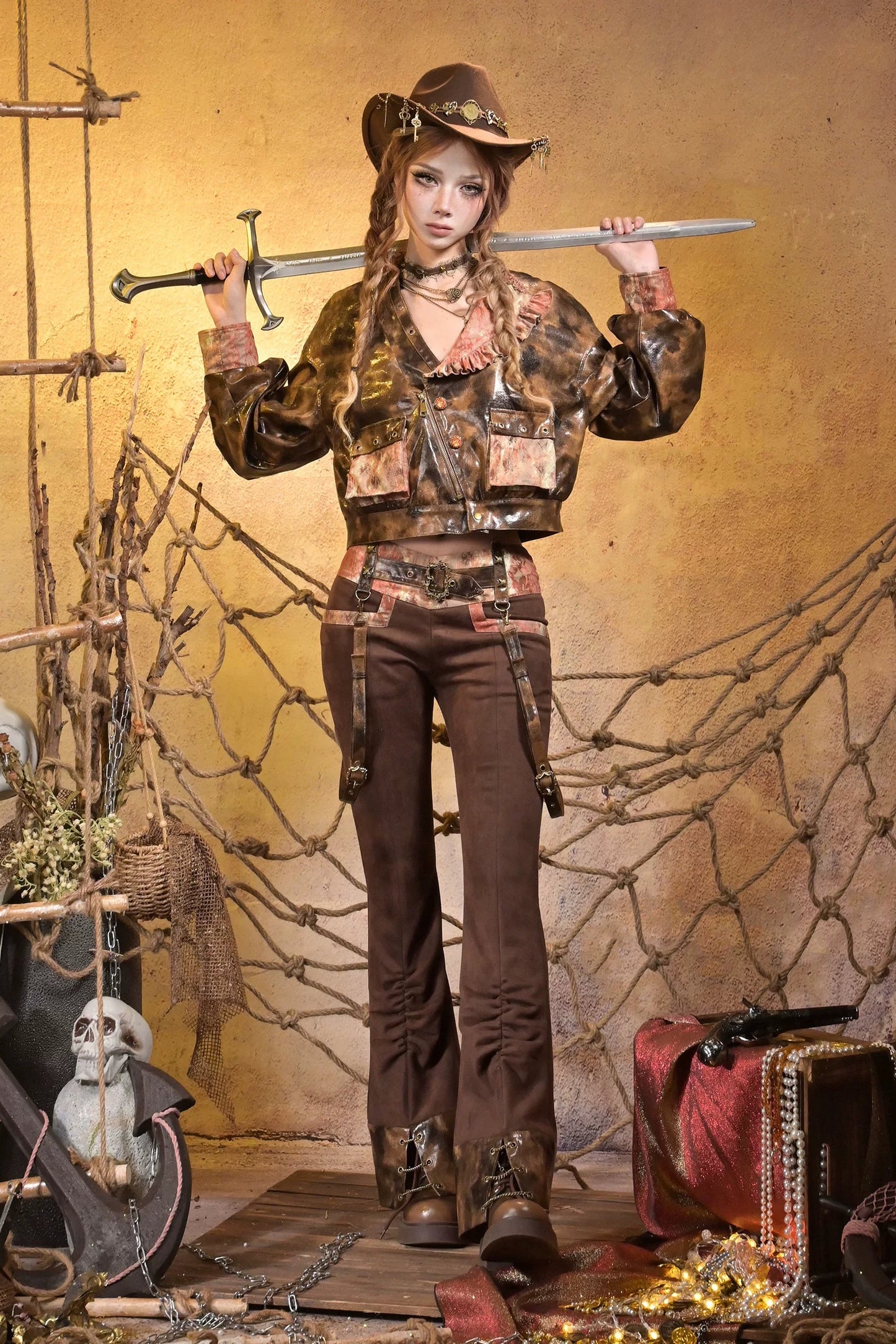 スリムフレアカウボーイパンツ